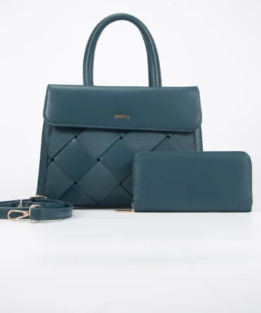Set consisting of a medium-sized handbag with an elegant - Green
